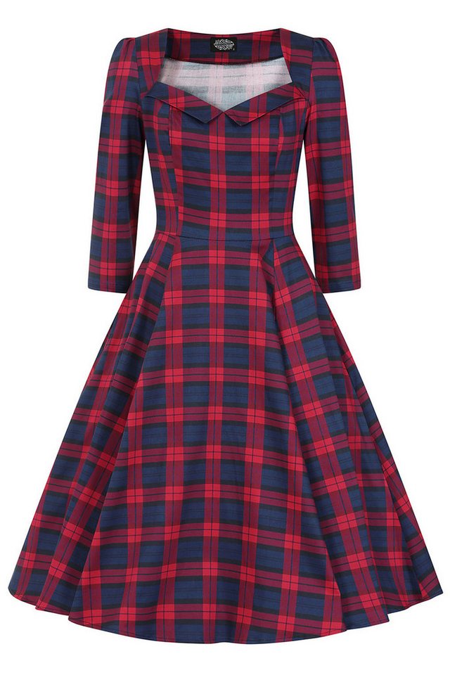 Damen 1950er Jahre Rockabilly Kleid Ärmellos Neckholder Kariert Vintage Swing Kleid