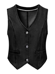 Brezrokavnik črn denim