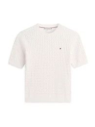 Pulover 'Cable Short Sleeve' bež