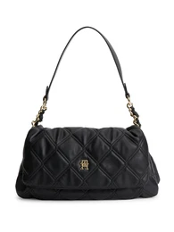 Torba za čez ramo 'Quilted TH Monogram Shoulder' črna