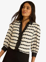 Bluza slonovina / svetlo modra / črna