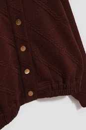 Marisse Brown Blouse With Decorative Buttons