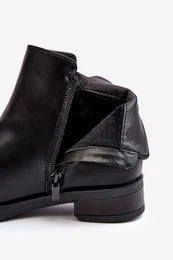 EVENTO Women's Leather Flat Boots Black Vasica