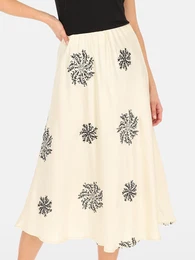 Woman's Women's midi skirt decorated with sequin embroidery