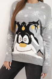 Christmas sweater with reindeer gray