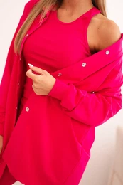 3-piece set of sweatshirt, top and leggings in fuchsia color