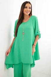 Set of blouse + trousers with pendant light green color