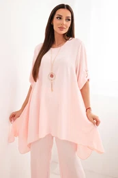 Set blouse + trousers with pendant powder pink