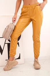 Double-layer trousers with velour mustard
