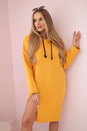 Dress with a hood and a side slit peach