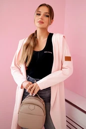Long hooded cardigan light powder pink