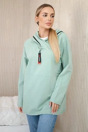 Tunic with zipper on hood Oversize dark mint
