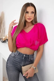 Cotton blouse with pocket fuchsia