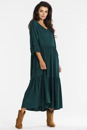 Woman's Dress A669 Bottle Green