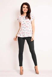 Woman's Blouse M130 Ecru/Pattern