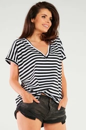 Woman's Blouse M267 Black Stripes