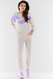 Woman's Sweatshirt A497 Beige/Violet