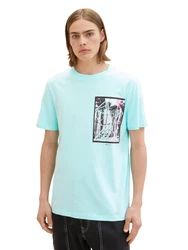 TOM TAILOR DENIM T-Shirt türkis/rosa/schwarz/weiß