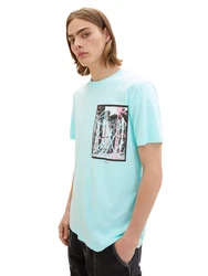 TOM TAILOR DENIM T-Shirt türkis/rosa/schwarz/weiß