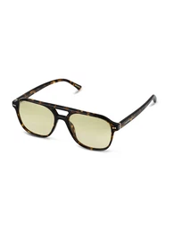 Sonnenbrille 'Zurich Oversize Dark Tortoise Green' kastanienbraun / apfel / schwarz