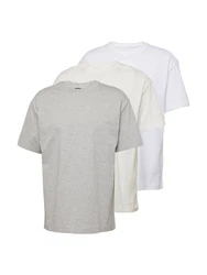 WEEKDAY T-Shirt Grau/Weiß/Khaki/Hellgrau