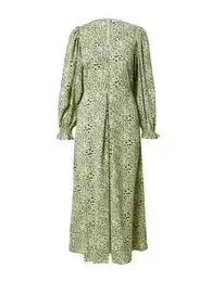 Šaty 'Elmira' pastelově žlutá / světle šedá / světle zelená / černá