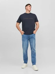 Jack & Jones Plus T-Shirt 'JJESTAR' nachtblau/orange