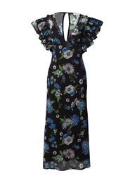 Šaty modrá / zelená / pastelově oranžová / černá