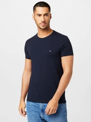 Tommy Hilfiger Core Stretch Slim C-Neck Tee Shirt Herren nachtblau/rot/weiß