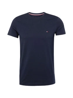 Tommy Hilfiger Core Stretch Slim C-Neck Tee Shirt Herren nachtblau/rot/weiß