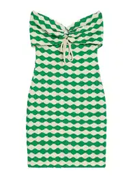 Úpletové šaty trávově zelená / bílá