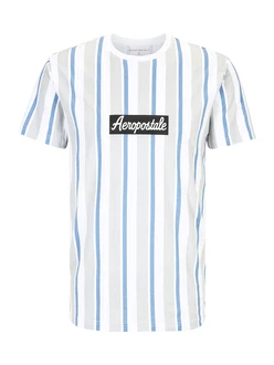 AROPOSTALE T-Shirt blau/hellgrau/schwarz/weiß AROPOSTALE T-Shirt blau/hellgrau/schwarz/weiß