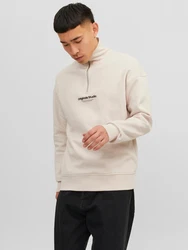 Jack & Jones Sweatshirt JORVesterbro Quarter Zip beige/schwarz