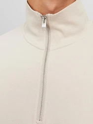 Jack & Jones Sweatshirt JORVesterbro Quarter Zip beige/schwarz