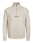 Jack & Jones Sweatshirt JORVesterbro Quarter Zip beige/schwarz