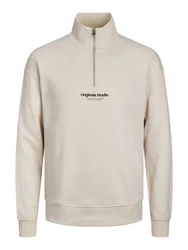 Jack & Jones Sweatshirt JORVesterbro Quarter Zip beige/schwarz