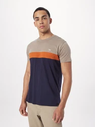 iriedaily T-Shirt Court dunkelbeige/navy/dunkelorange/weiß