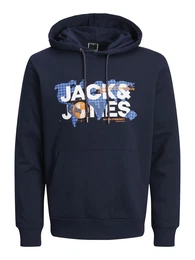 Sweatshirt 'JJDust' navy / rauchblau / orange / weiß