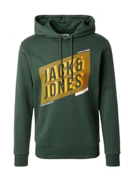 Sweatshirt dunkelgrün / pastellorange / weiß
