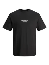Jack & Jones Kurzarmshirt JORVESTERBRO TEE SS CREW NECK NOOS schwarz/weiß