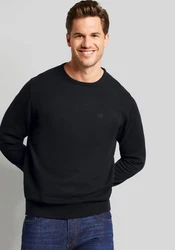 bugatti Pullover Strick mit Logostickerei dunkelblau