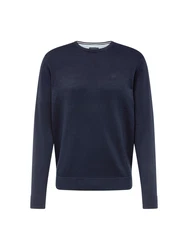 bugatti Pullover Strick mit Logostickerei dunkelblau