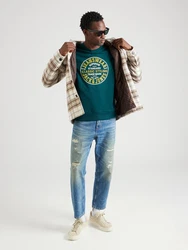 JACK & JONES Sweatshirt 'EDDIE' goldgelb/dunkelgrn/wei