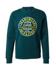 JACK & JONES Sweatshirt 'EDDIE' goldgelb/dunkelgrn/wei