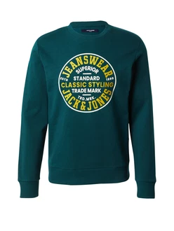 JACK & JONES Sweatshirt 'EDDIE' goldgelb/dunkelgrn/wei