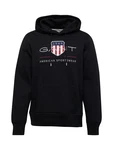 Gant Sweatshirt Regular Shield Hoodie Schwarz/Grau/Dunkelblau/Schwarz/Dunkelblau/Grau