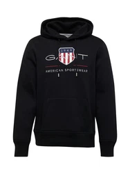 Gant Sweatshirt Regular Shield Hoodie Schwarz/Grau/Dunkelblau/Schwarz/Dunkelblau/Grau