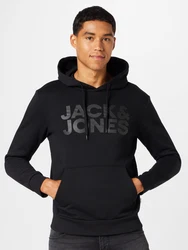 JACK & JONES Sweatshirt CORP Logo Hoodie schwarz