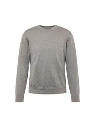 Gant Strickpullover Classic C-Neck graumeliert