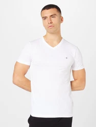 GANT T-Shirt V-Neck Slim Fit SLIM SHIELD V-NECK T-SHIRT weiß